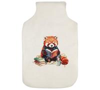 Azeeda 'Reading Red Panda' Hot Water Bottle Cover (HW00052627)