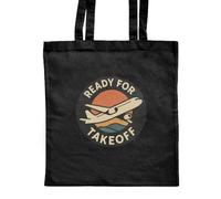 Azeeda 'Ready For Takeoff' Classic Black Tote Shopper Bag (ZB00027039)