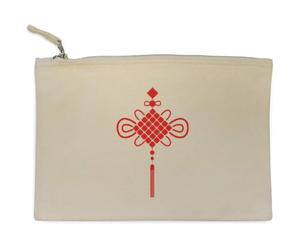 Azeeda 'Red Chinese Knotting' Canvas Clutch Bag/Accessory Case (CL00054643)