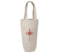 Azeeda 'Red Chinese Knotting' Wine Bottle Bag - Natural (BL00051641)