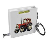 Azeeda 'Red Farm Tractor' Keyring Tape Measure/Spirit Level Tool (KM00041484)