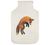 Azeeda 'Red Fox Jumping in The Air After Prey' Hot Water Bottle Cover (HW00044208)