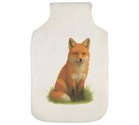 Azeeda 'Red Fox Sitting in A Meadow of Grass' Hot Water Bottle Cover (HW00044210)