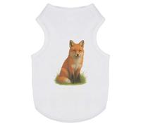 Azeeda 'Red Fox Sitting In A Meadow Of Grass' Pet Dog/Cat T-Shirt, S (PT00165077)