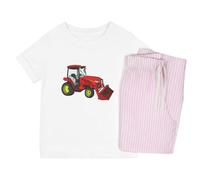 Azeeda 'Red Tractor' Kids Cotton Pyjama Set - Comfortable Children's Nightwear, Sleepwear and Loungewear - Unisex for Boys and Girls - Pink, 3-4 Years (KP00265384)