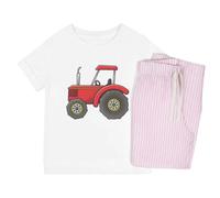 Azeeda 'Red Tractor' Kids Cotton Pyjama Set - Comfortable Children's Nightwear, Sleepwear and Loungewear - Unisex for Boys and Girls - Pink, 3-4 Years (KP00265816)