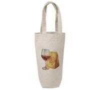 Azeeda 'Red Wine & Cheese' Wine Bottle Bag - Natural (BL00051164)