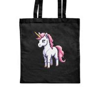 Azeeda 'Retro Game Style Unicorn' Classic Black Tote Shopper Bag (ZB00030764)