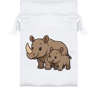 Azeeda 'Rhino Mother & Calf' Satin Gift Bag - 15cm (SB00164168)