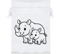 Azeeda 'Rhino Mother & Calf' Satin Gift Bag - 18cm (SB00164165)