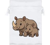 Azeeda 'Rhino Mother & Calf' Satin Gift Bag - 18cm (SB00164169)