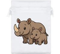 Azeeda 'Rhino Mother & Calf' Satin Gift Bag - 20cm (SB00164170)