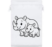 Azeeda 'Rhino Mother & Calf' Satin Gift Bag - 25cm (SB00164167)