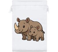 Azeeda 'Rhino Mother & Calf' Satin Gift Bag - 25cm (SB00164171)