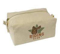 Azeeda 'Riding Club Saddle Emblem' Canvas Wash Bag/Makeup Case (CS00045960)
