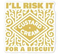 Azeeda 'Risk It for Biscuit' White Premium Vinyl Decal Sticker - Waterproof, Durable & Easy to Apply - for Car Bumpers, Windows, Bins & More - Medium (100mm) (DW00198125)