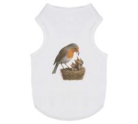Azeeda 'Robin Bird Feeding Baby Chicks Nest Wildlife' Pet Dog/Cat T-Shirt, S (PT00168761)