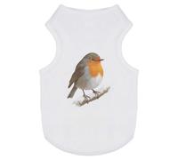 Azeeda 'Robin Bird on a Snowy Winter Branch' Pet Dog/Cat T-Shirt, S (PT00168781)