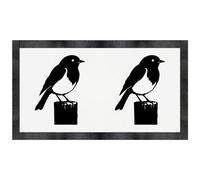 Azeeda 'Robin Bird on a Wooden Fence Post' Pet Feeding Mat (PM00033478)