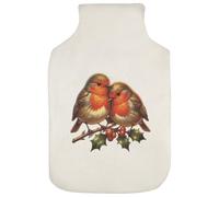 Azeeda 'Robin Cuddles' Hot Water Bottle Cover (HW00053807) | Soft Fabric Case for Bedtime, Winter Warmth, Home and Gifts