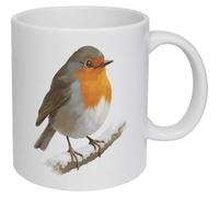 Azeeda 'Robin On Snowy Branch' Ceramic Mug - 320ml (11oz) (MG00095655)