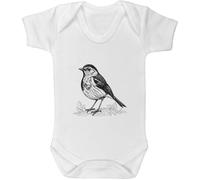 Azeeda 'Robin Red Breast Nesting' Baby Grow - White, 3-6m (GR00187794)