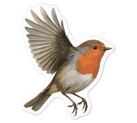 Azeeda 'Robin Redbreast Bird in Flight Wings Spread' White Premium Vinyl Decal Sticker - Waterproof, Durable & Easy to Apply - for Car Bumpers, Windows, Bins & More - Medium (100mm) (DW00176521)