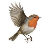 Azeeda 'Robin Redbreast Bird in Flight Wings Spread' White Premium Vinyl Decal Sticker - Waterproof, Durable & Easy to Apply - for Car Bumpers, Windows, Bins & More - Large (210mm) (DW00176522)