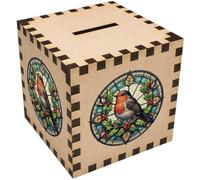 Azeeda 'Robin Stained Glass' Money Box/Piggy Bank (MB00116284) | Coin Bank / Savings Box for Home and Birthday Gifts