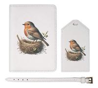 Azeeda 'Robins Nest' Passport Cover & Luggage Tag Travel Set (PA00033111)