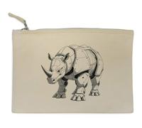 Azeeda 'Robot Rhinocerous' Canvas Zip Clutch Bag (CL00051835)