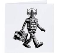 Azeeda 'Robot with Record Deck' Blank Greeting Card (GC00061557)