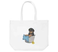 Azeeda 'Rottweiler Bath Time' Shopping Tote Bag - White (BG00066600)