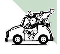 Azeeda 'Rudolph Driving Car' Premium Vinyl Decal Sticker - Waterproof, Durable & Easy to Apply - Ideal for Cars, Windows, Bins and More - 720mm (XXL) (DW00161637)