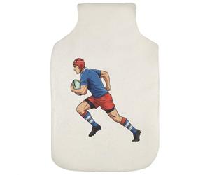Azeeda 'Rugby Player Running' Hot Water Bottle Cover (HW00048456)