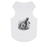 Azeeda 'Rum Bottle Overboard' Pet T-Shirt - White, L (PT00199311)