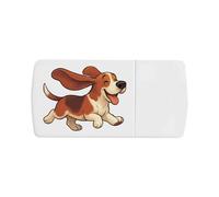 Azeeda 'Running Basset Hound' Pill Box with Tablet Splitter (PI00038169)