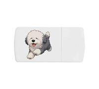 Azeeda 'Running English Sheepdog' Pill Box with Splitter (PI00045051)
