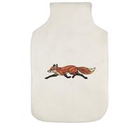 Azeeda 'Running Fox' Hot Water Bottle Cover (HW00053640) | Soft Fabric Case for Bedtime, Winter Warmth, Home and Gifts