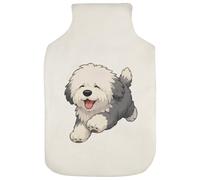 Azeeda 'Running Old English Sheepdog' Hot Water Bottle Cover (HW00051547)