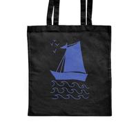Azeeda 'Sailing boat in angry sea' Classic Black Tote Shopper Bag (ZB00020234)