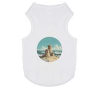 Azeeda 'Sand Castle on Beach' Pet Dog/Cat T-Shirt, L (PT00186379)