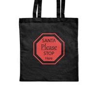 Azeeda 'Santa Please Stop Here' Classic Black Tote Shopper Bag (ZB00020700)