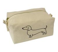 Azeeda 'Sausage Dog' Canvas Wash Bag/Makeup Case (CS00046027)