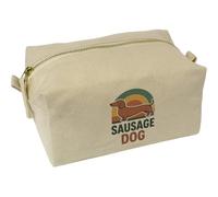 Azeeda 'Sausage Dog' Canvas Wash Bag/Makeup Case (CS00046028)