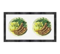 Azeeda 'Sausages With Mashed Potatoes & Green Beans' Pet Feeding Mat (PM00037598)