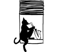 Azeeda 'Saxophone Cat' Unmounted Rubber Stamp - A7 (RS00034436)