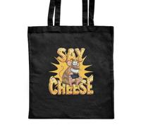 Azeeda 'Say Cheese' Shopping Tote Bag - Black (ZB00037192) | Reusable Shoulder Bag for Groceries, Work, Books and Travel
