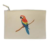 Azeeda 'Scarlet Macaw on a Branch' Canvas Clutch Bag/Accessory Case (CL00050734)
