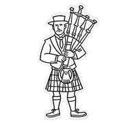 Azeeda 'Scottish Man with Kilt & Bagpipes' White Premium Vinyl Decal Sticker - Waterproof, Durable & Easy to Apply - Ideal for Car Bumpers, Windows, Bins and More - XL (460mm) (DW00103351)